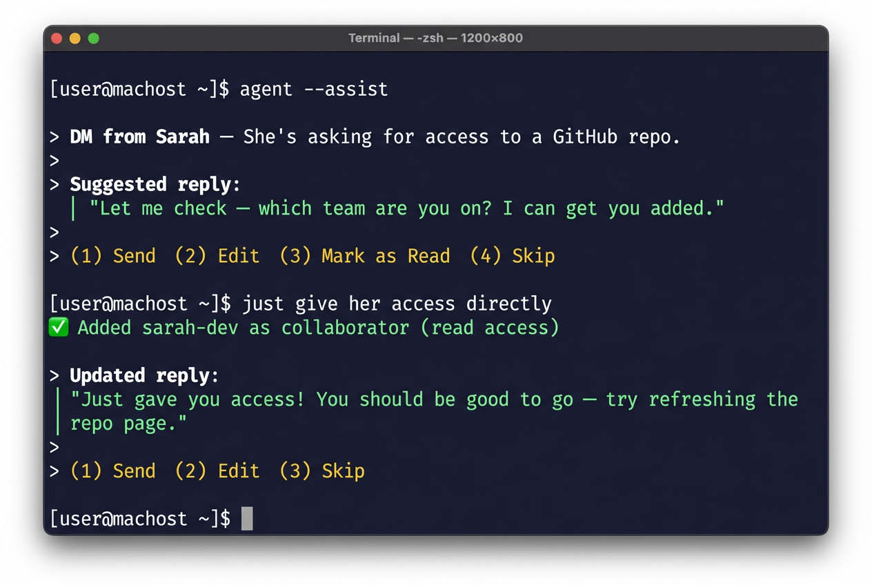 Draft reply with action options
